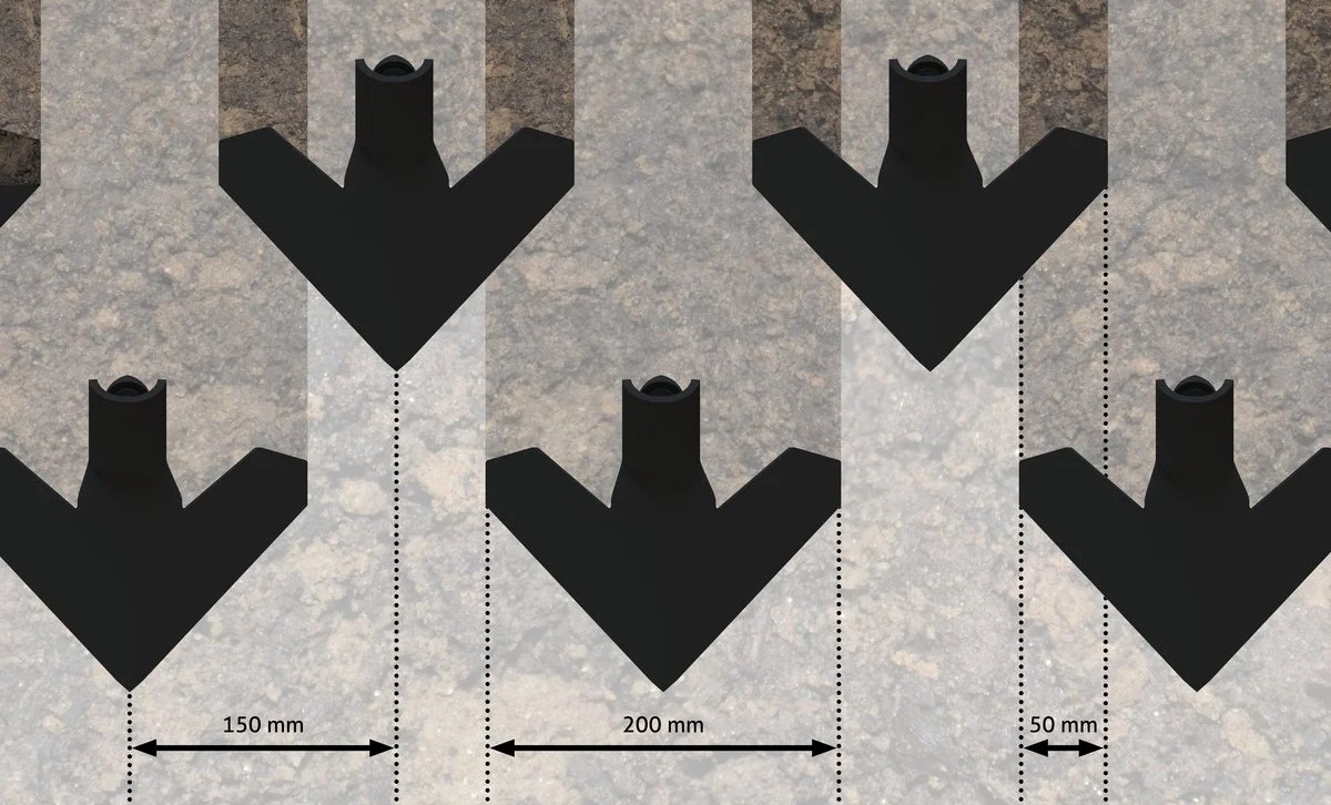 Overlapping duckfoot sweeps = across the whole working width