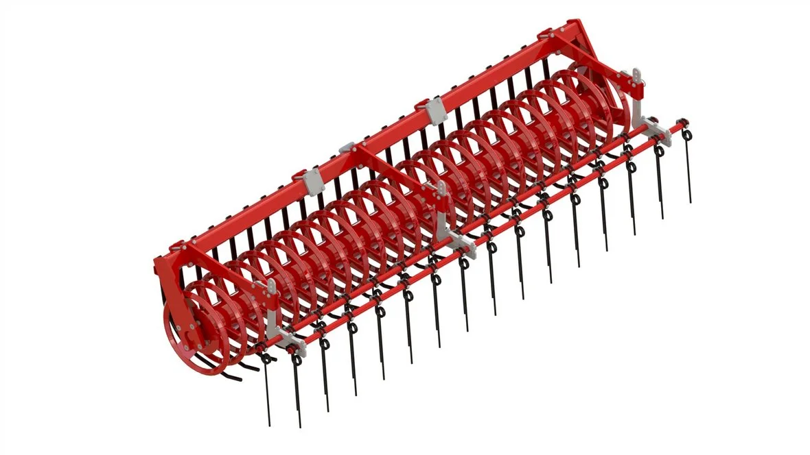 RP47: Ring packer roller ø 470 mm with spring stripper & following weeder tines 2 rows ø 10 mm
